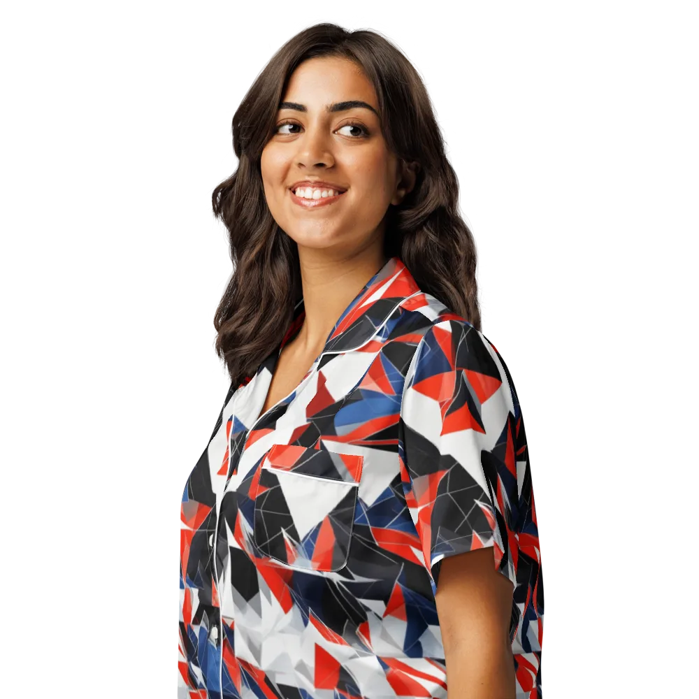 Redline Shards on Women's Short Sleeve Pajama Top — Left Front