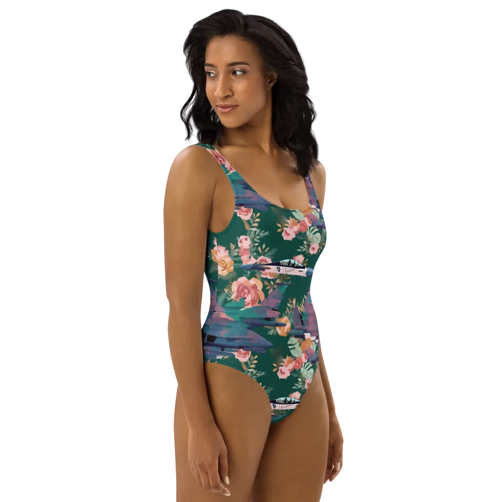 Bougainvillea Afterburner on One-Piece Swimsuit — Right