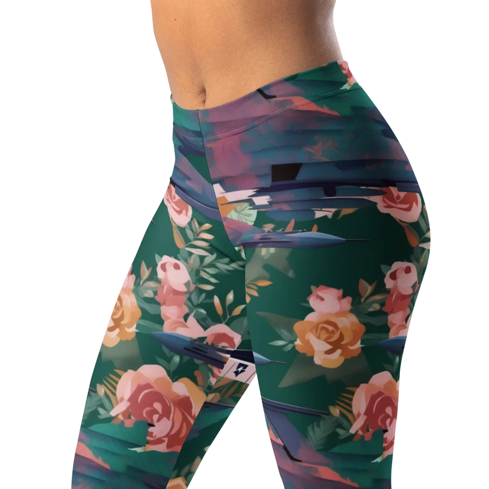 Bougainvillea Afterburner on Leggings — Left Front