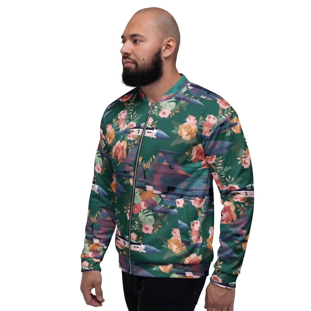 Bougainvillea Afterburner on Bomber Jacket — Left