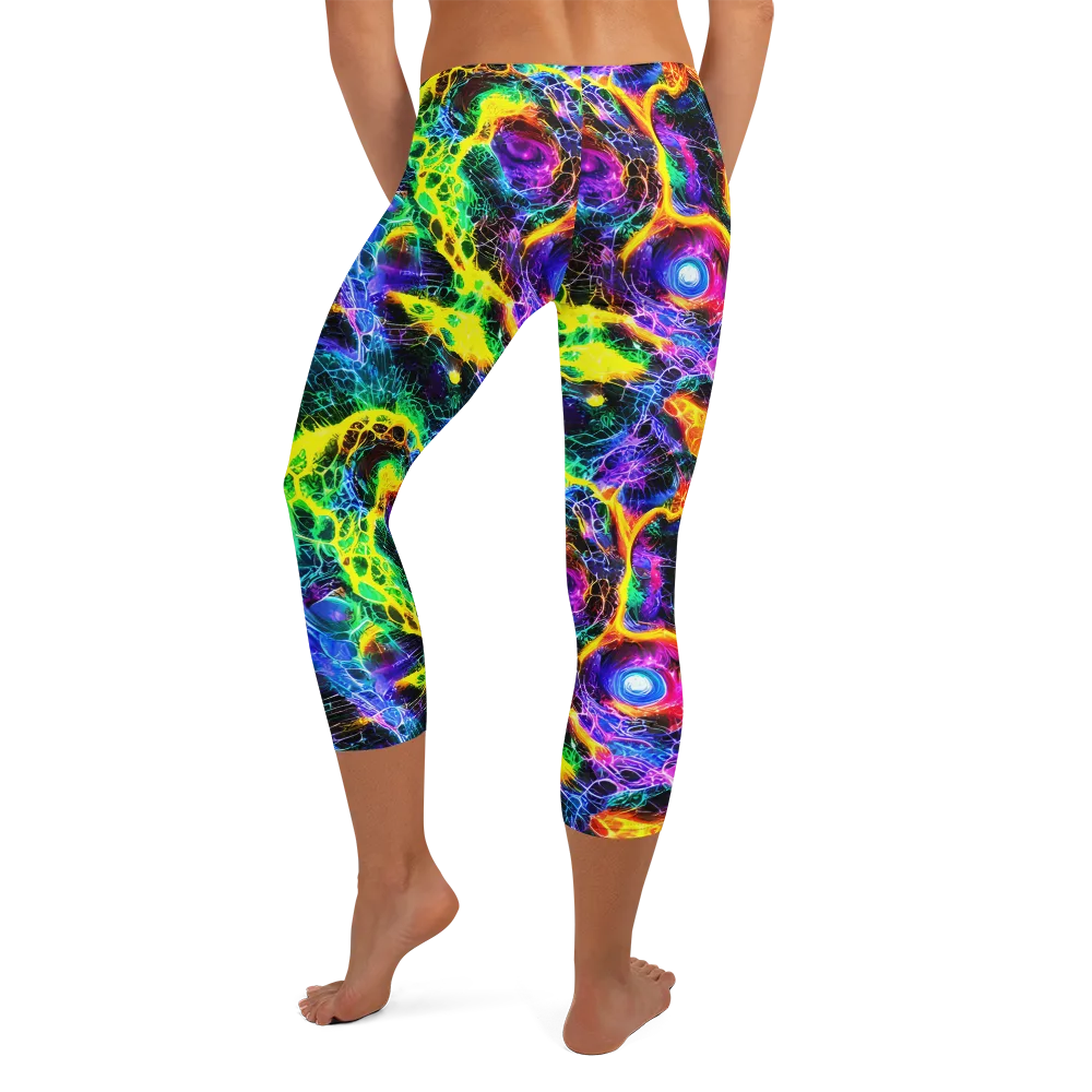 Vivid Veil on Capri Leggings — Back