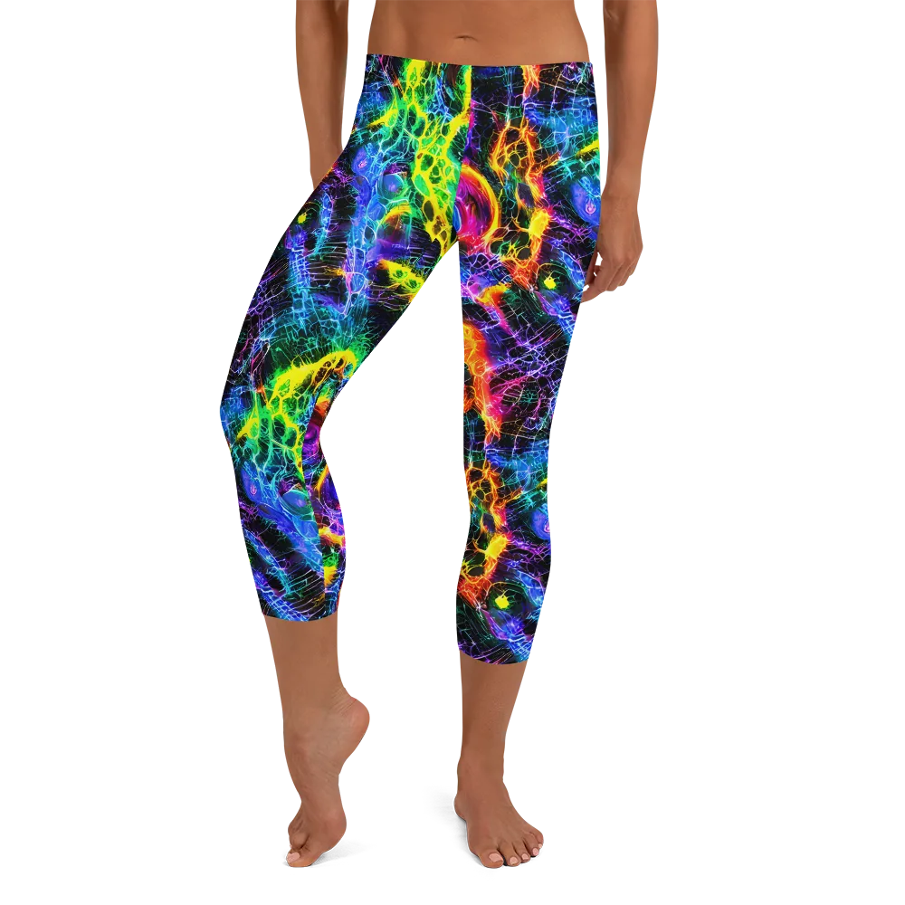 Vivid Veil on Capri Leggings — Front