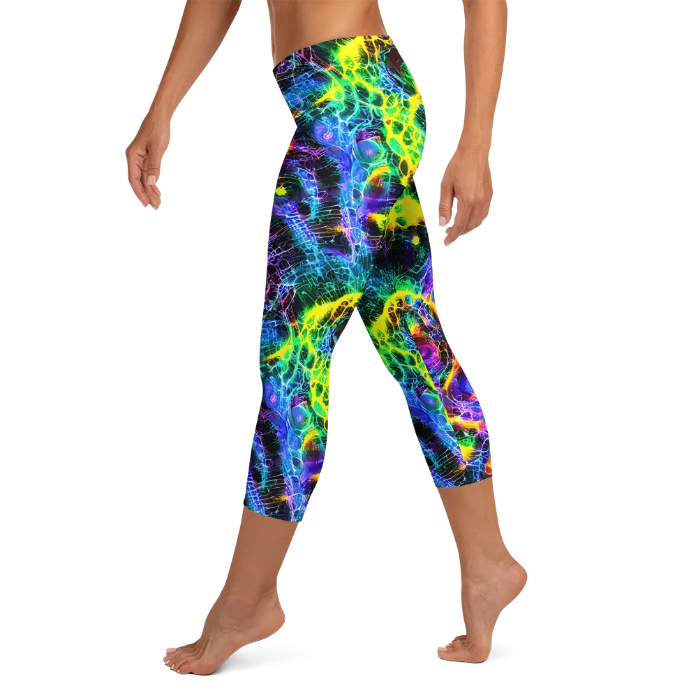 Vivid Veil on Capri Leggings — Left