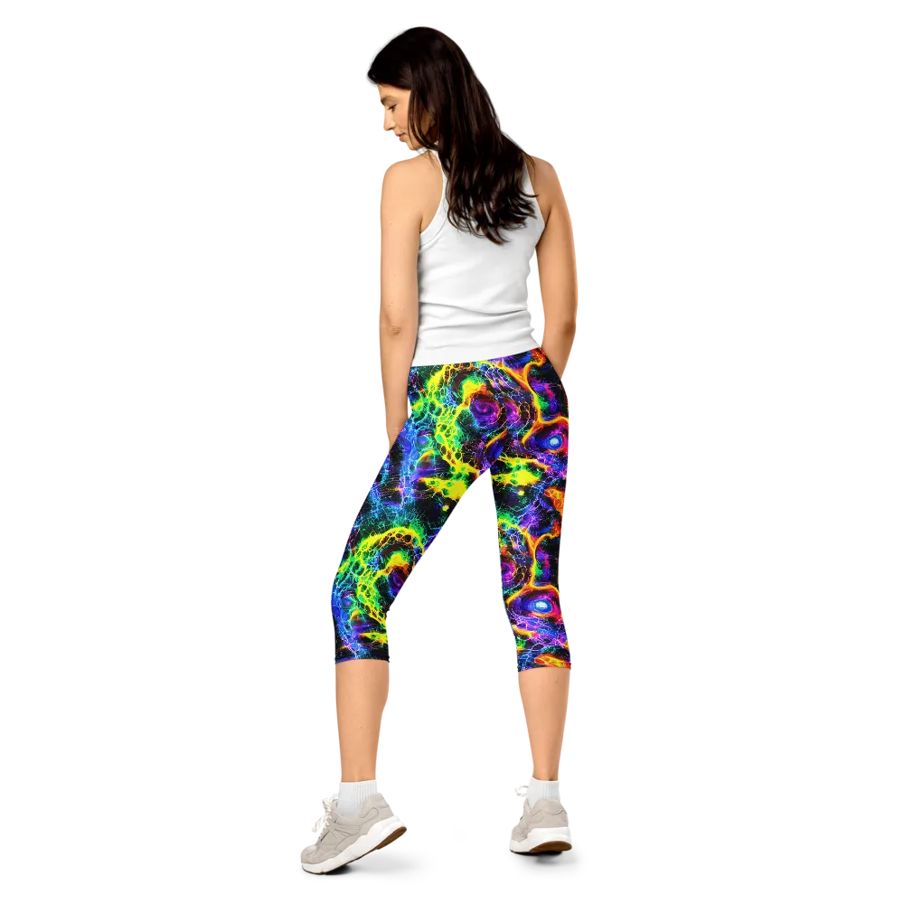 Vivid Veil on Capri Leggings — Back