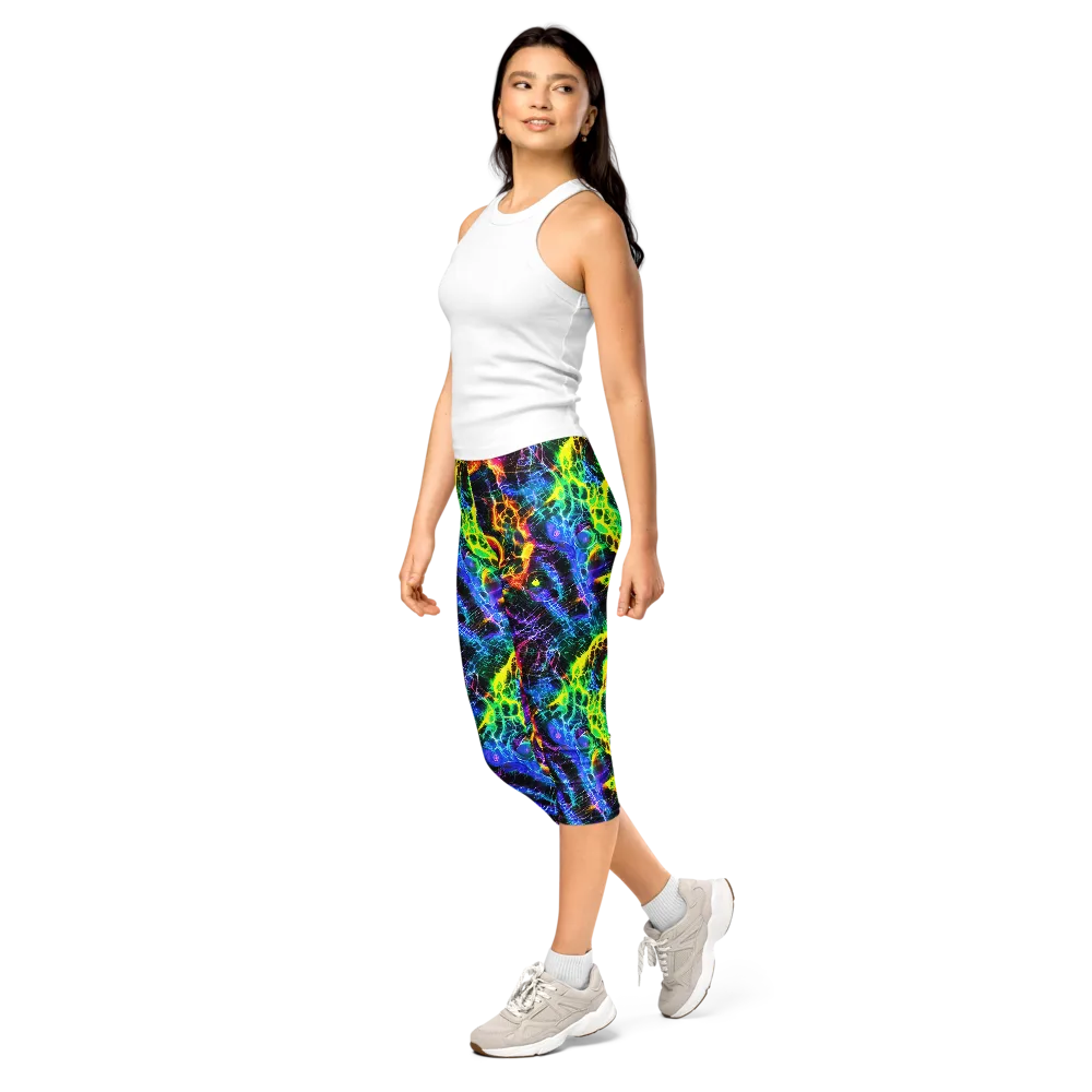 Vivid Veil on Capri Leggings — Left Front