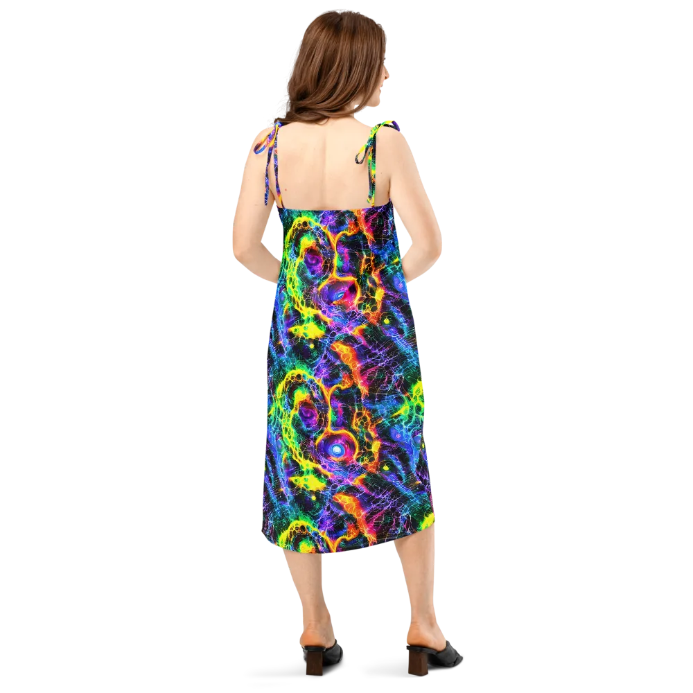 Vivid Veil on Slip Dress — Back