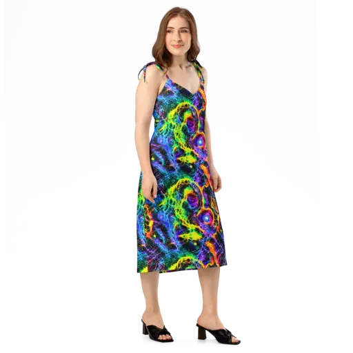 Vivid Veil on a Slip Dress