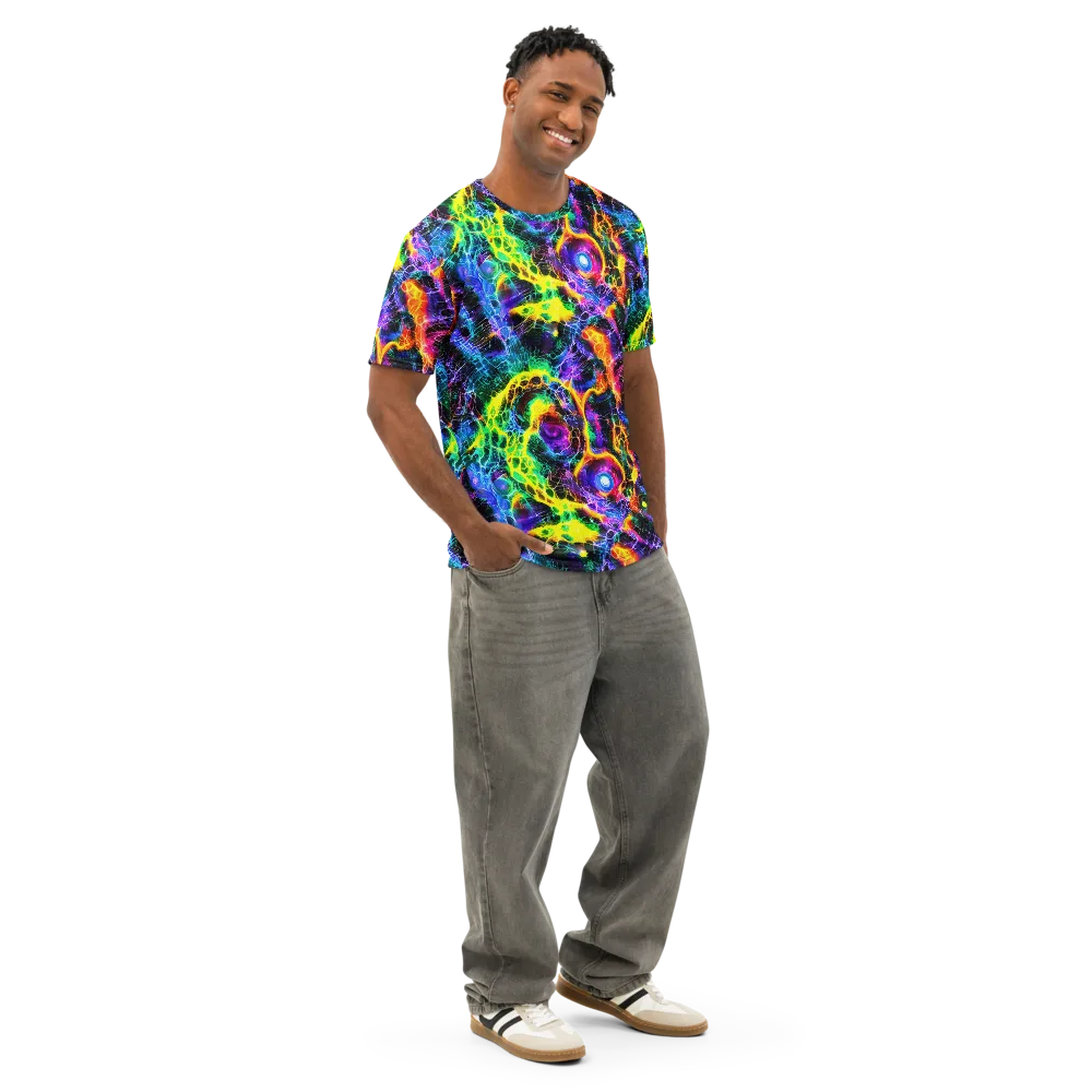 Vivid Veil on Men's Cotton Crew Neck T-Shirt — Right Front