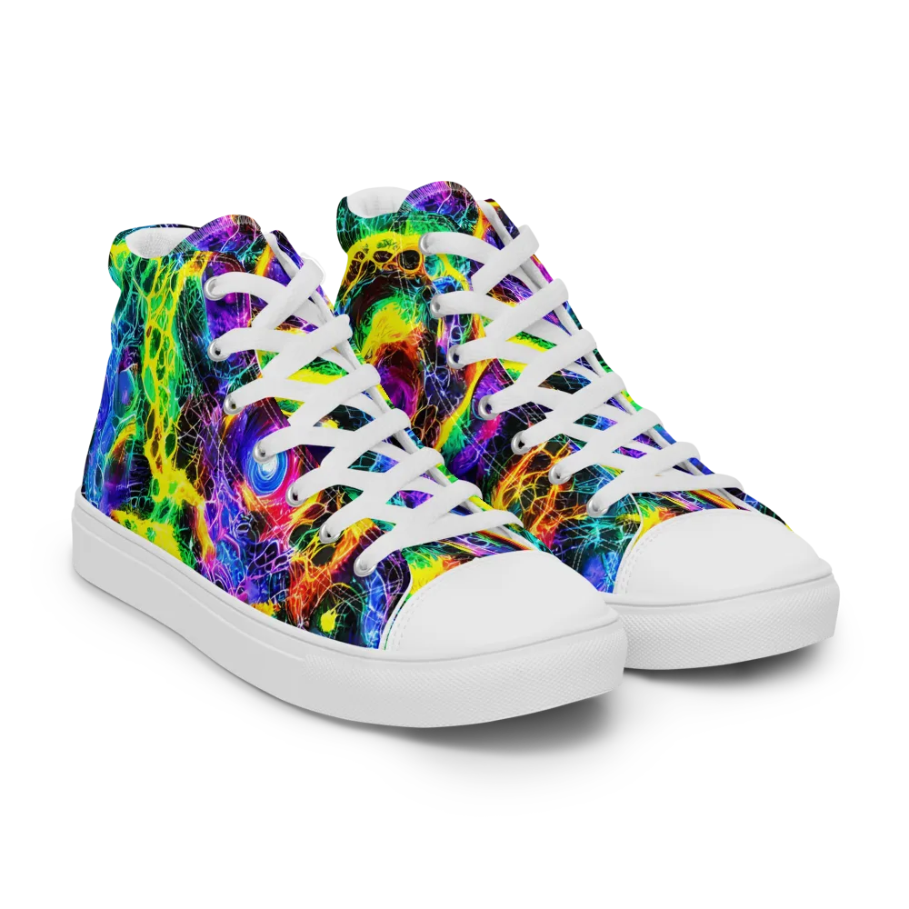 Vivid Veil on Men's High Top Canvas Shoes — Right Front