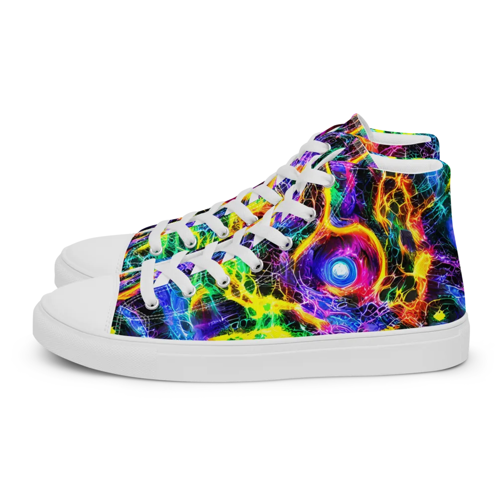 Vivid Veil on Men's High Top Canvas Shoes — Left