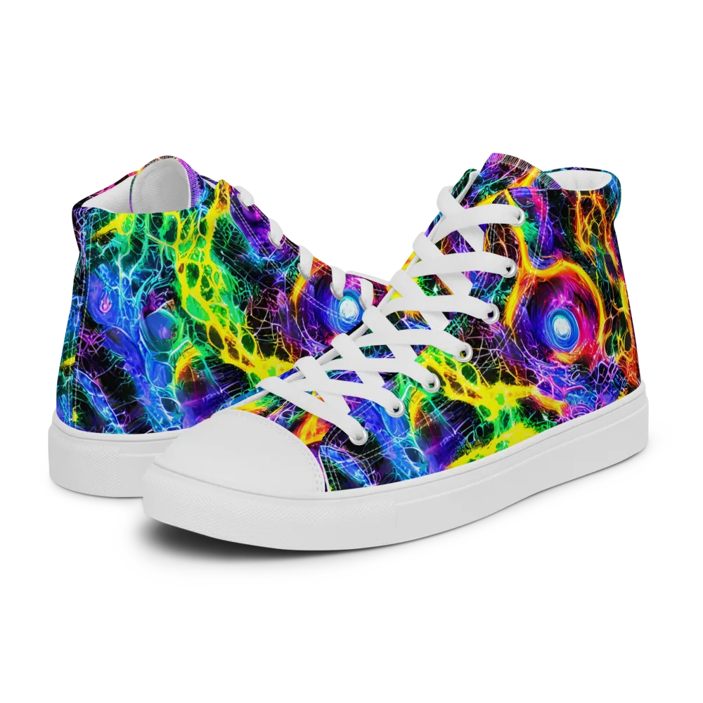 Vivid Veil on Men's High Top Canvas Shoes — Left