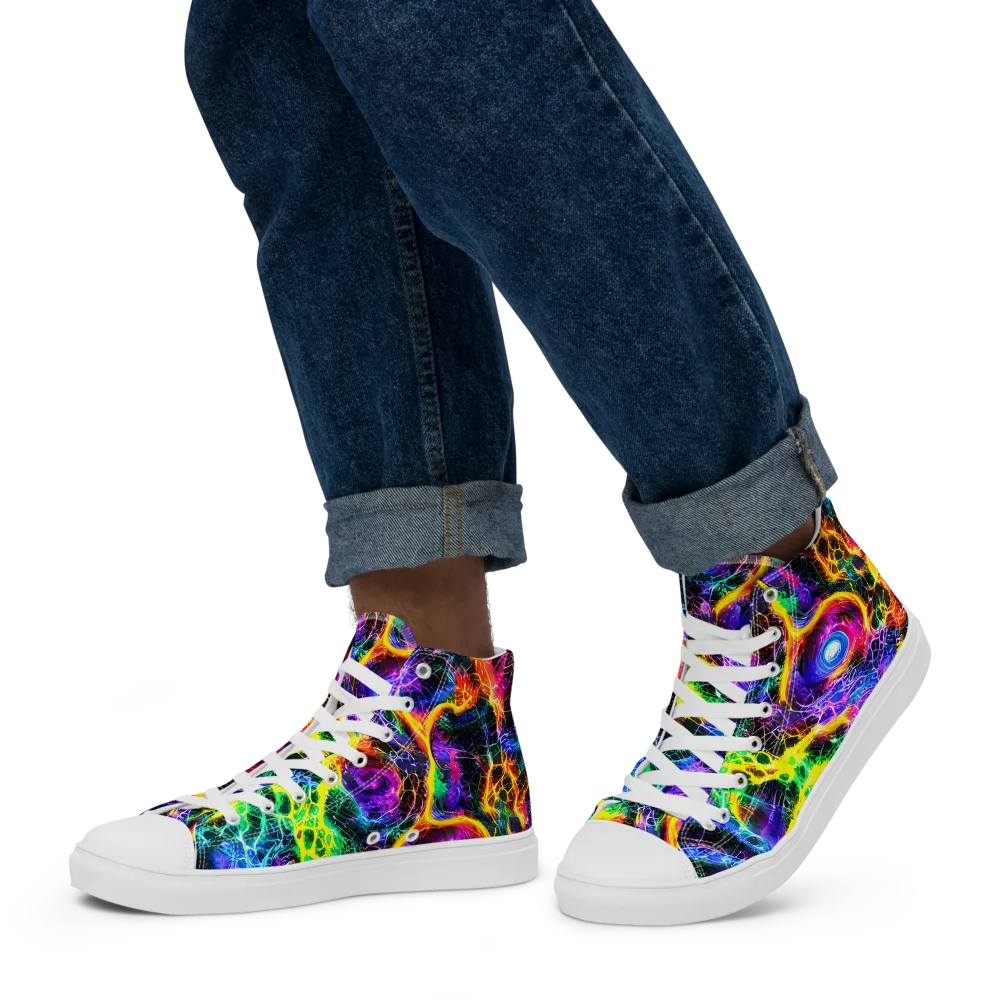 Vivid Veil on Men's High Top Canvas Shoes — Left