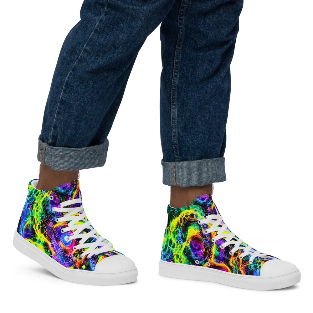 Vivid Veil on Men's High Top Canvas Shoes — Right