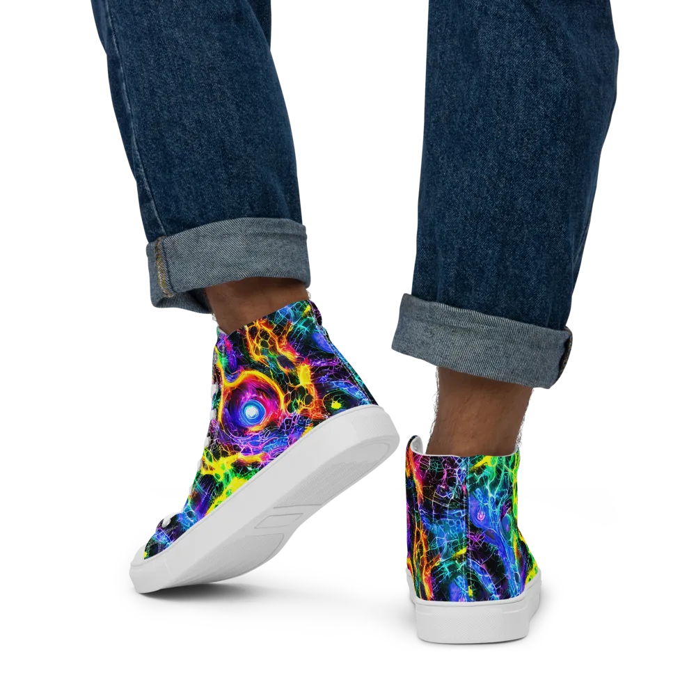 Vivid Veil on Men's High Top Canvas Shoes — Back