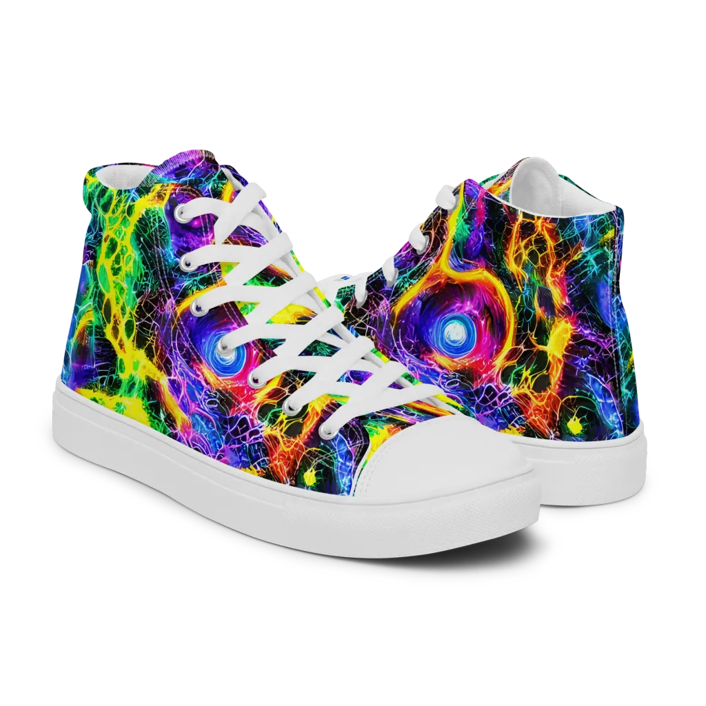 Vivid Veil on Women's High Top Canvas Shoes — Right