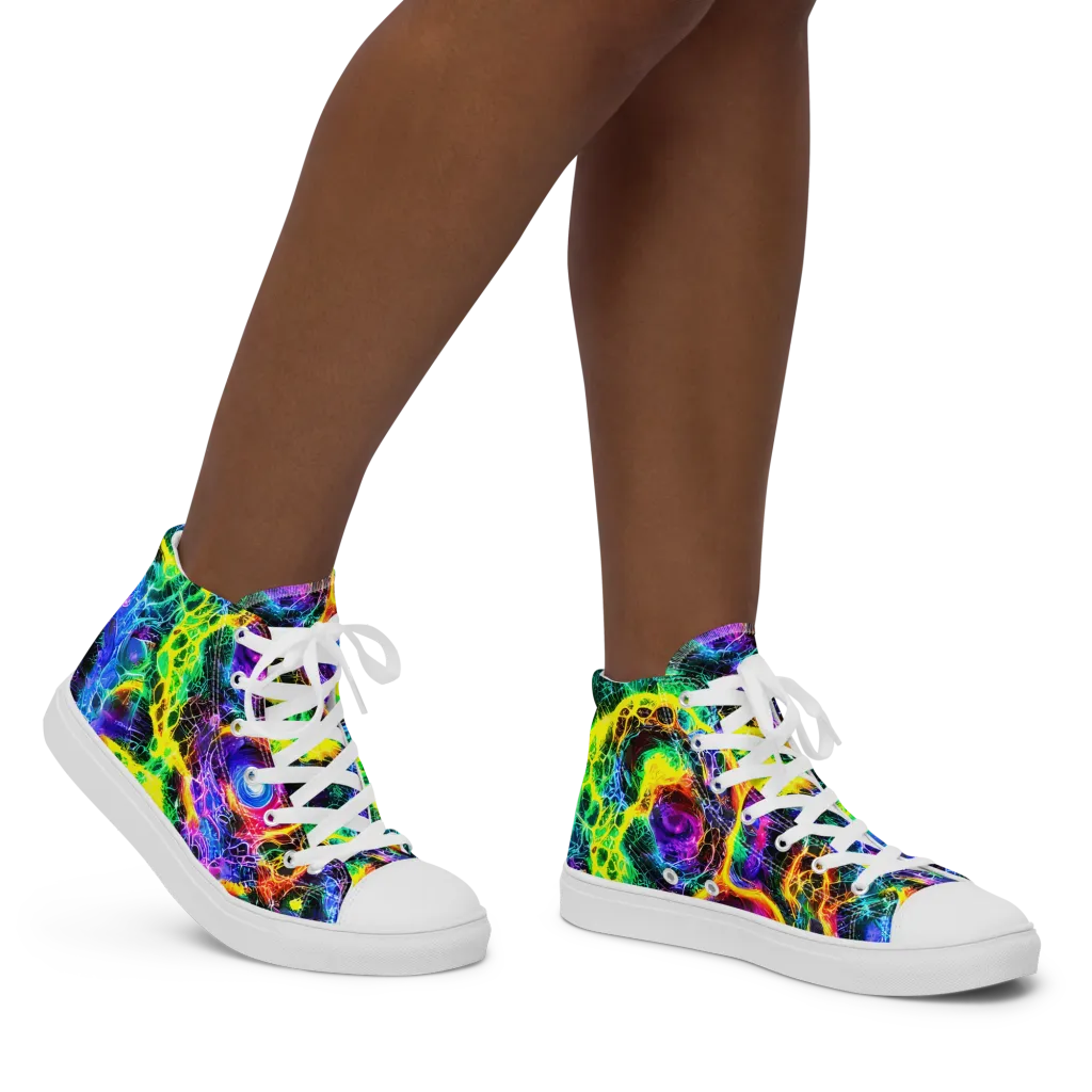 Vivid Veil on Women's High Top Canvas Shoes — Right