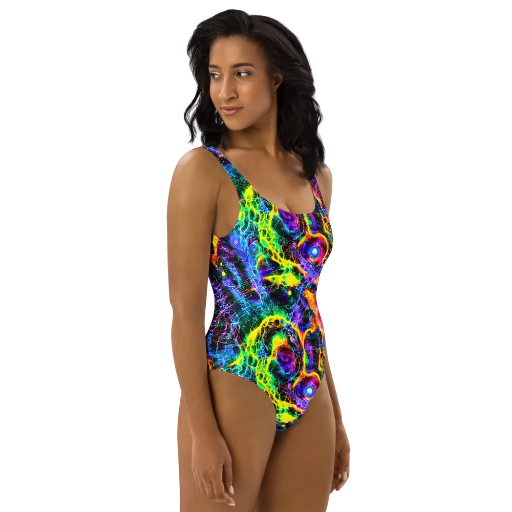 Vivid Veil on One-Piece Swimsuit — Right