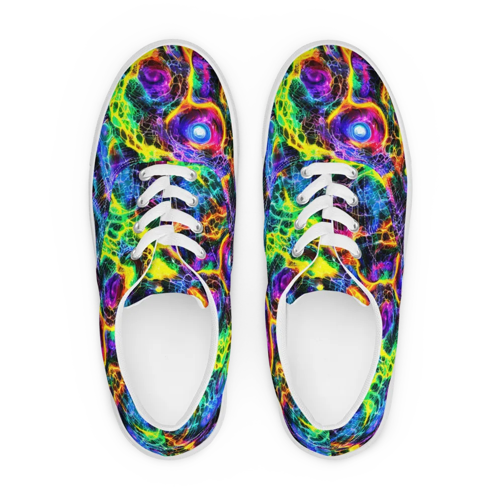 Vivid Veil on Men's Lace-Up Canvas Shoes — Front
