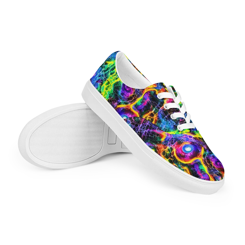 Vivid Veil on Men's Lace-Up Canvas Shoes — Right Front
