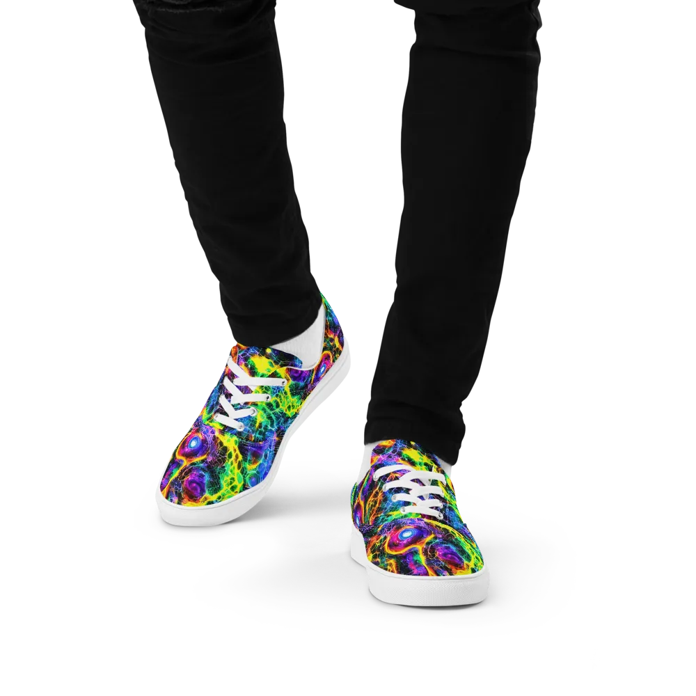 Vivid Veil on Men's Lace-Up Canvas Shoes — Front