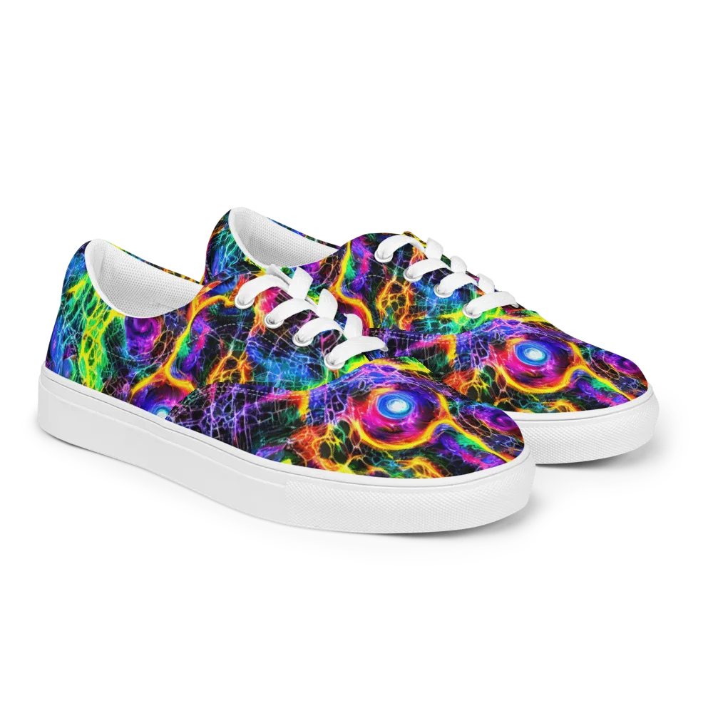 Vivid Veil on Men's Lace-Up Canvas Shoes — Right Front