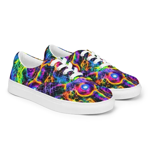 Vivid Veil on a Men's Lace-Up Canvas Shoes