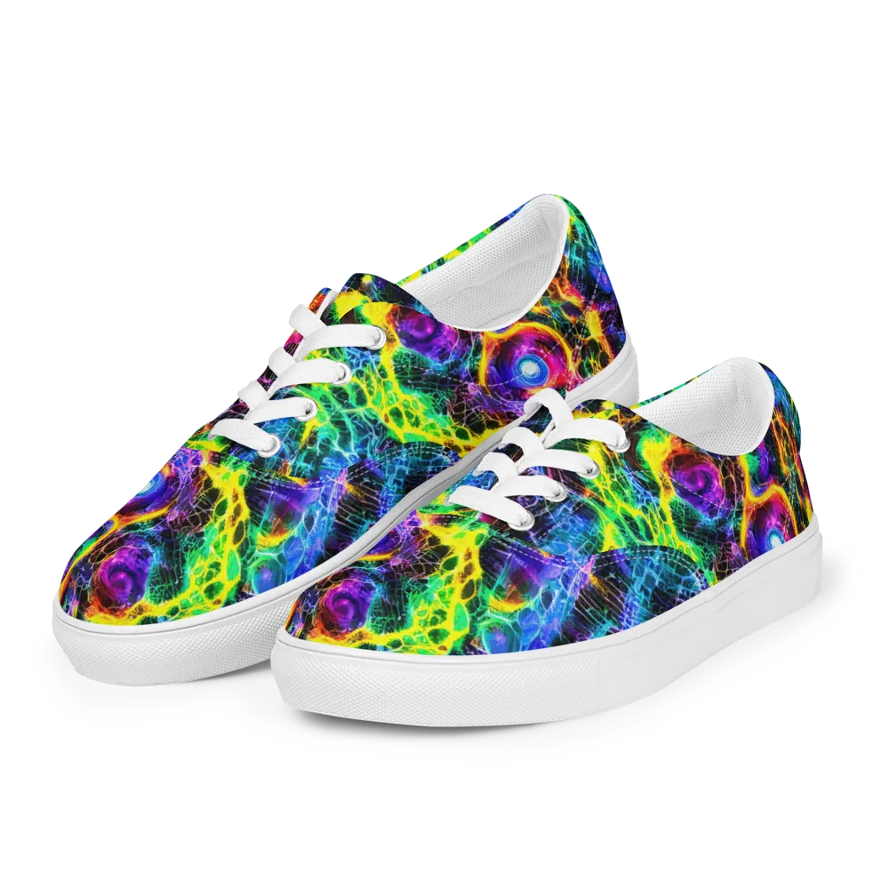 Vivid Veil on Men's Lace-Up Canvas Shoes — Left Front