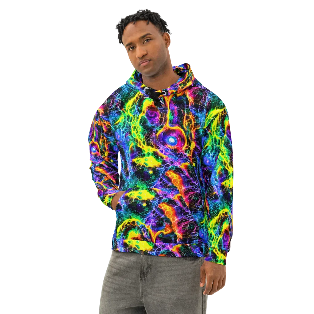 Vivid Veil on Cotton Hoodie — Left Front