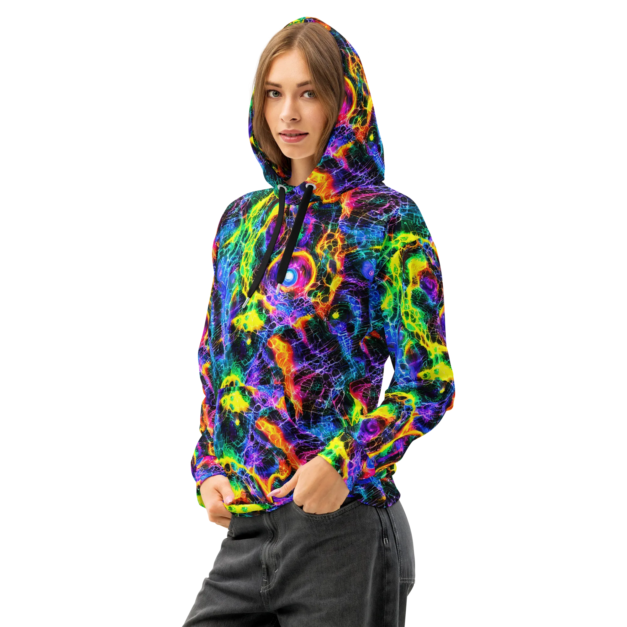 Vivid Veil on Cotton Hoodie — Left Front