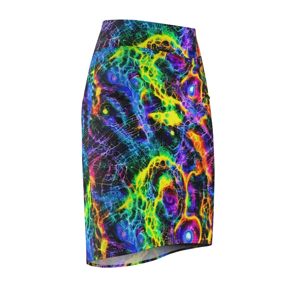 Vivid Veil on Pencil Skirt — Front Side