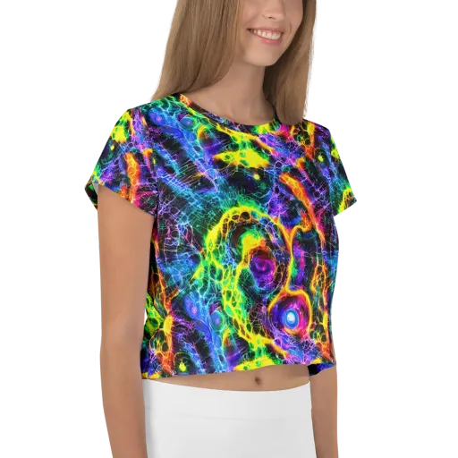 Vivid Veil on a Crop Tee
