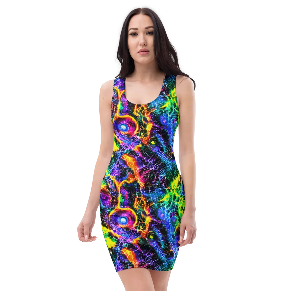 Vivid Veil on Bodycon Dress — Front