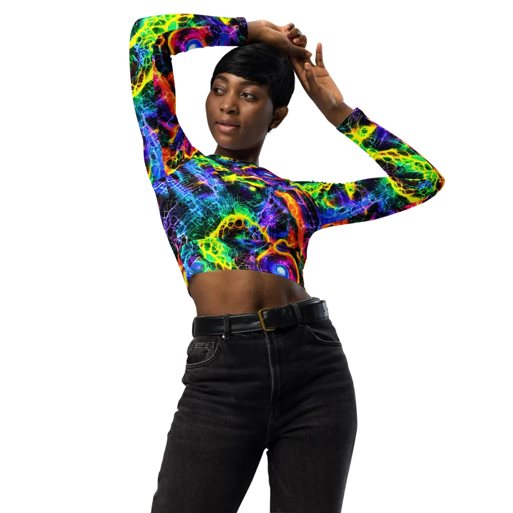 Vivid Veil on Long Sleeve Crop Top — Front