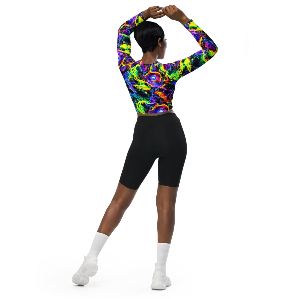 Vivid Veil on Long Sleeve Crop Top — Back