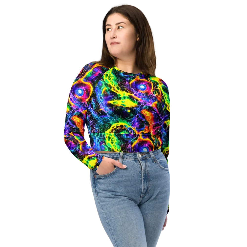 Vivid Veil on Long Sleeve Crop Top — Front