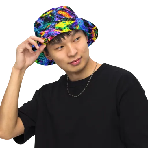Vivid Veil on a Reversible Bucket Hat