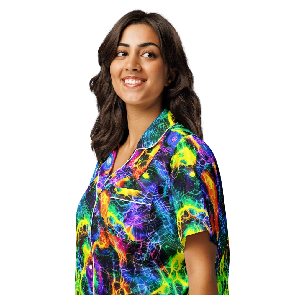 Vivid Veil on Women's Short Sleeve Pajama Top — Left Front