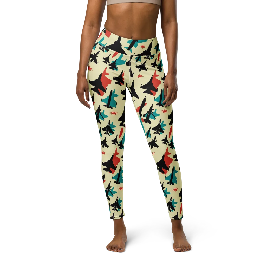 Jetstream Pop on Yoga Leggings — Front