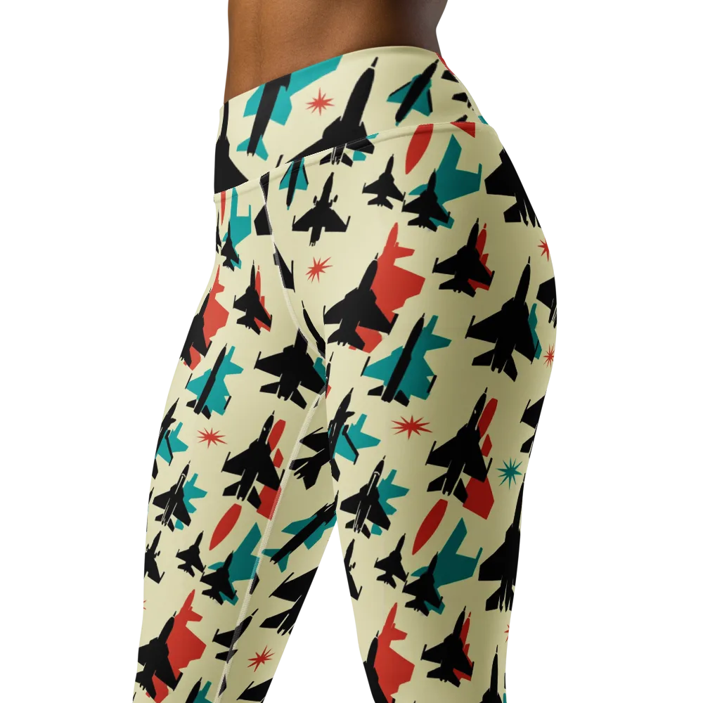 Jetstream Pop on Yoga Leggings — Left Front