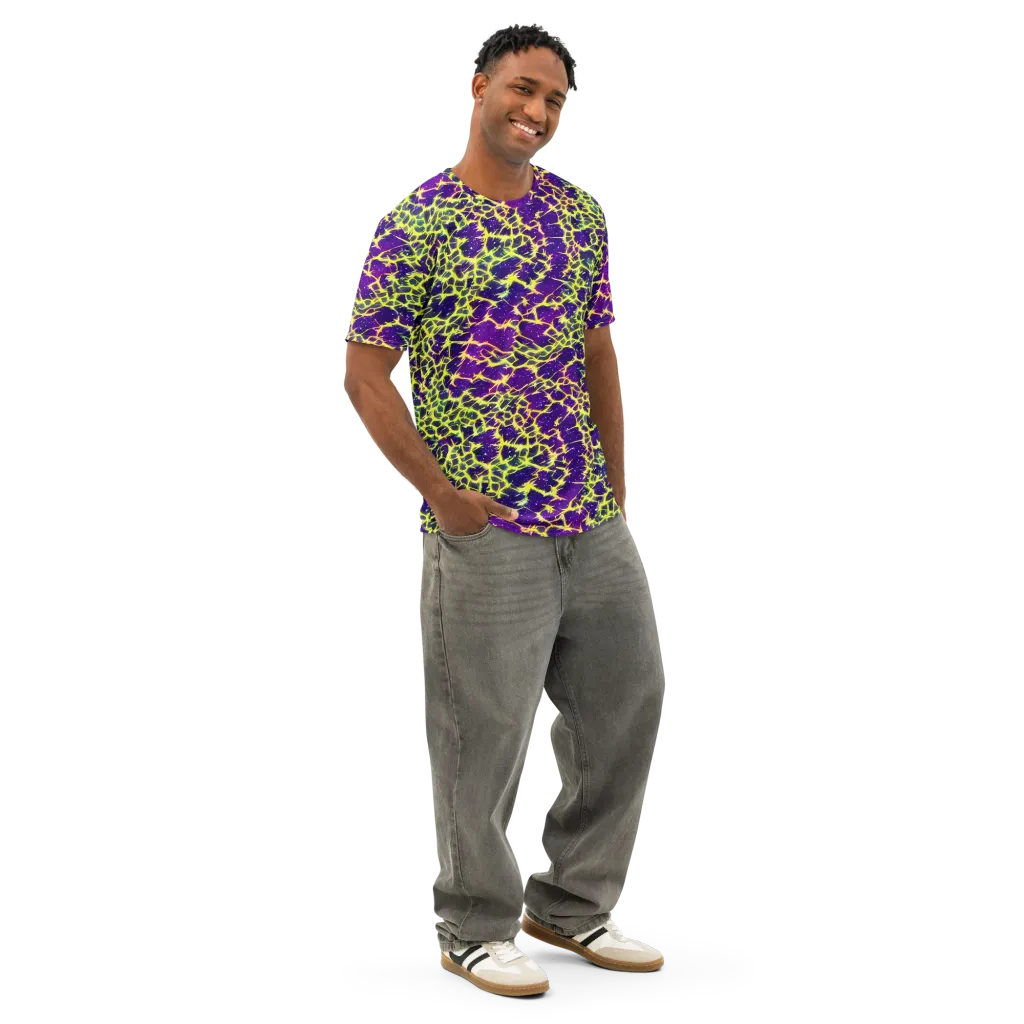 Neon Thornfield on Men's Cotton Crew Neck T-Shirt — Right Front