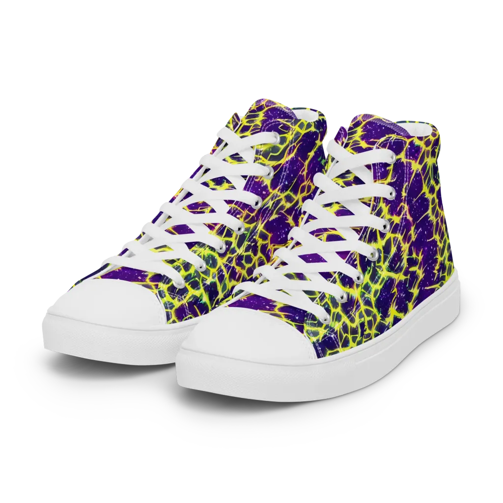 Neon Thornfield on Women's High Top Canvas Shoes — Left Front