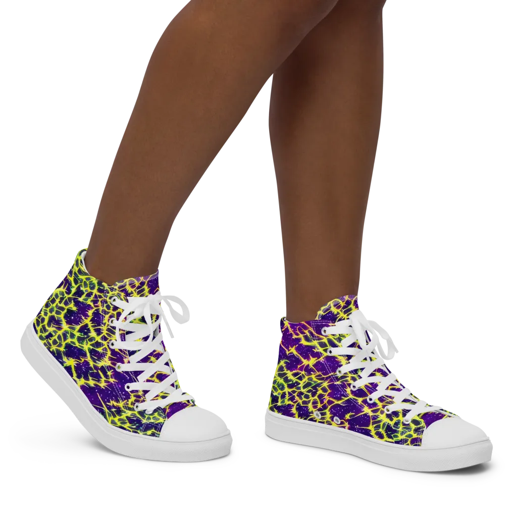 Neon Thornfield on Women's High Top Canvas Shoes — Right