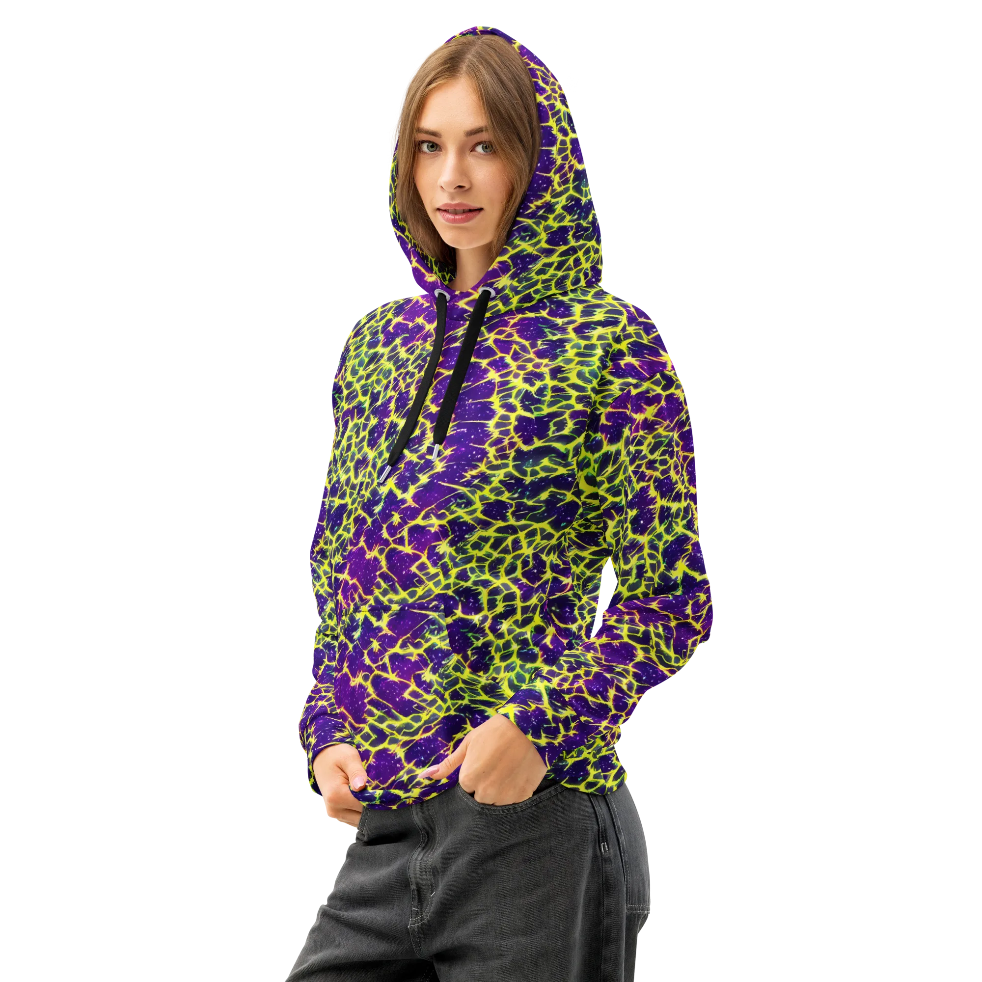 Neon Thornfield on Cotton Hoodie — Left Front