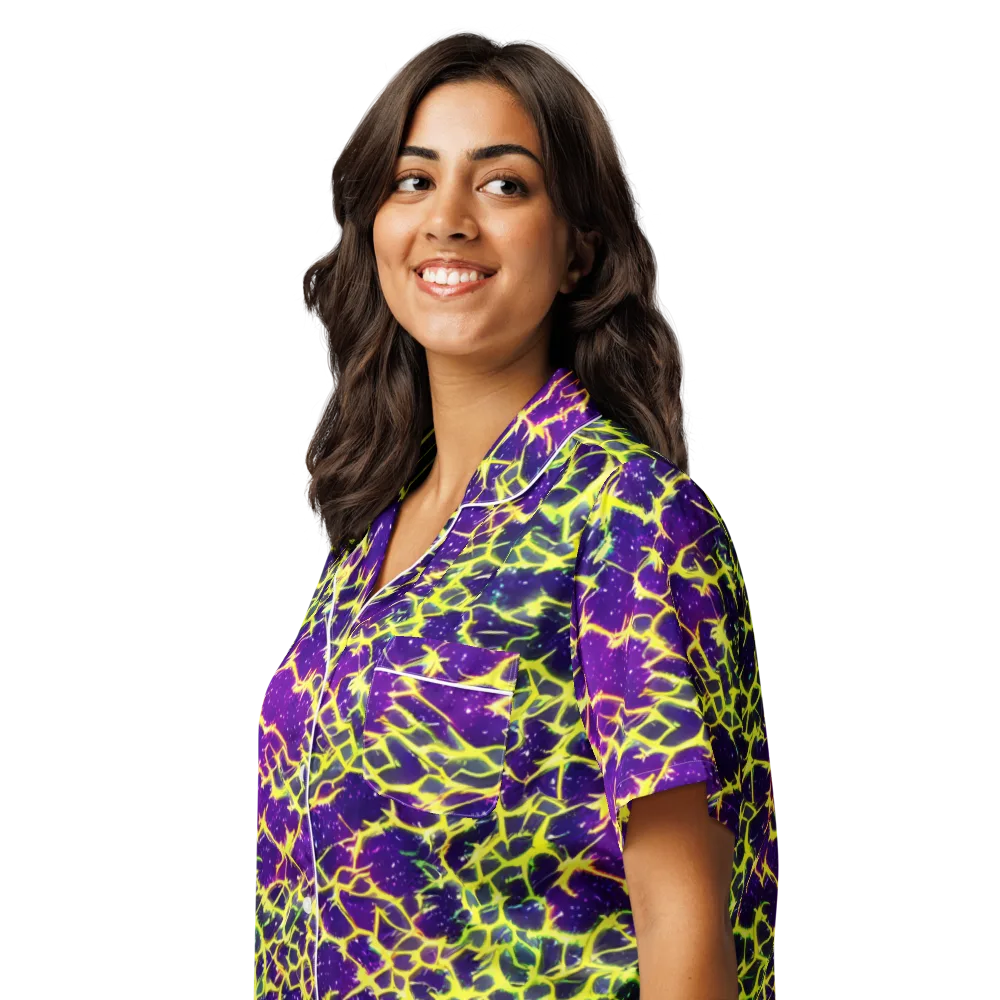 Neon Thornfield on Women's Short Sleeve Pajama Top — Left Front