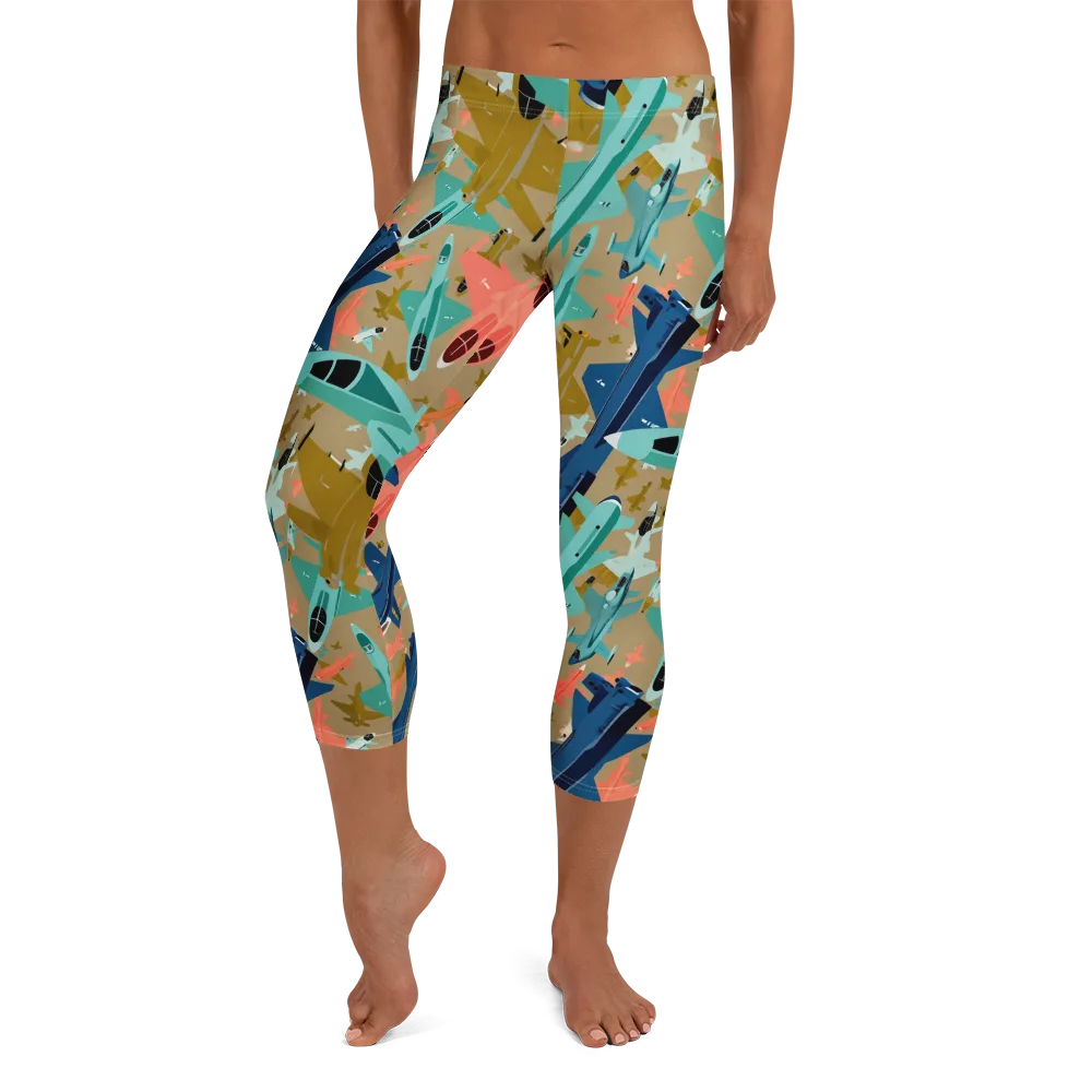 Aerial Arcade on Capri Leggings — Front