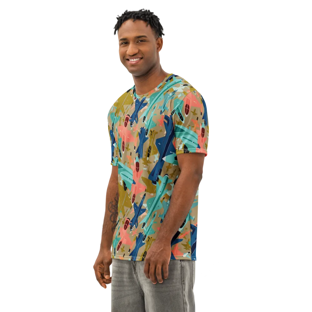 Aerial Arcade on Men's Cotton Crew Neck T-Shirt — Left Front