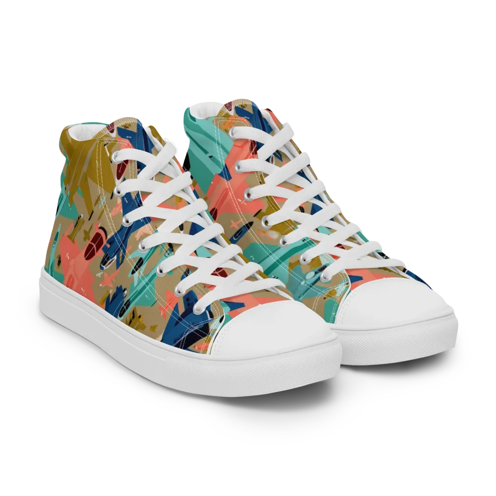 Aerial Arcade on Men's High Top Canvas Shoes — Right Front
