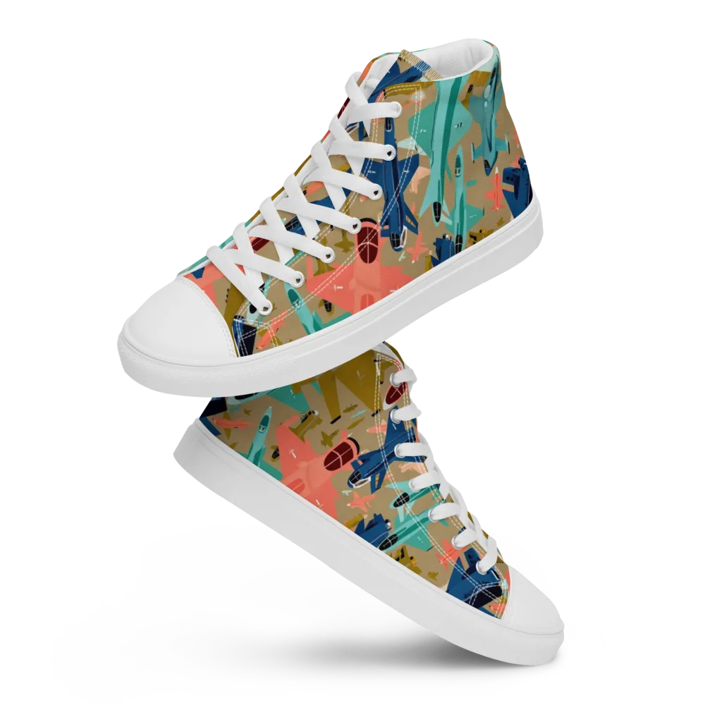 Aerial Arcade on Men's High Top Canvas Shoes — Front