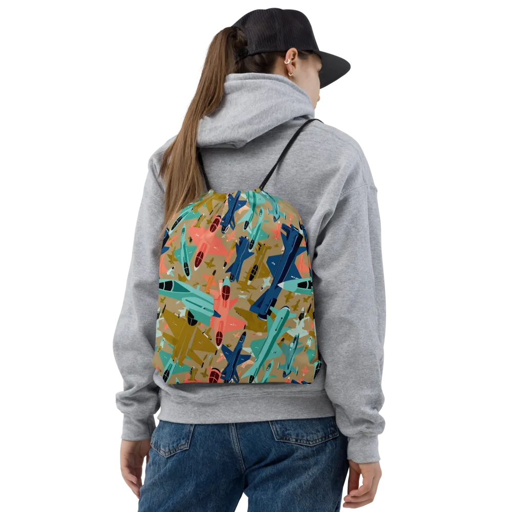 Aerial Arcade on Drawstring Bag — Front