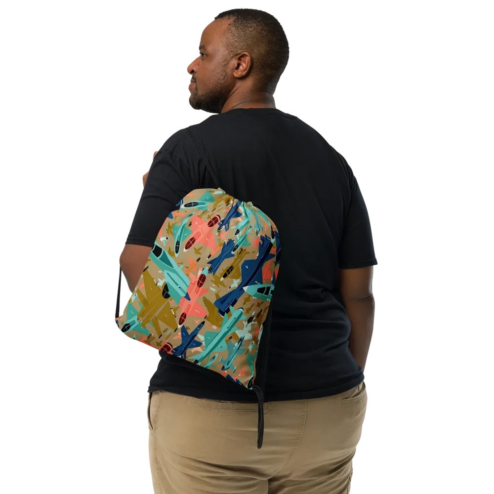 Aerial Arcade on Drawstring Bag — Front